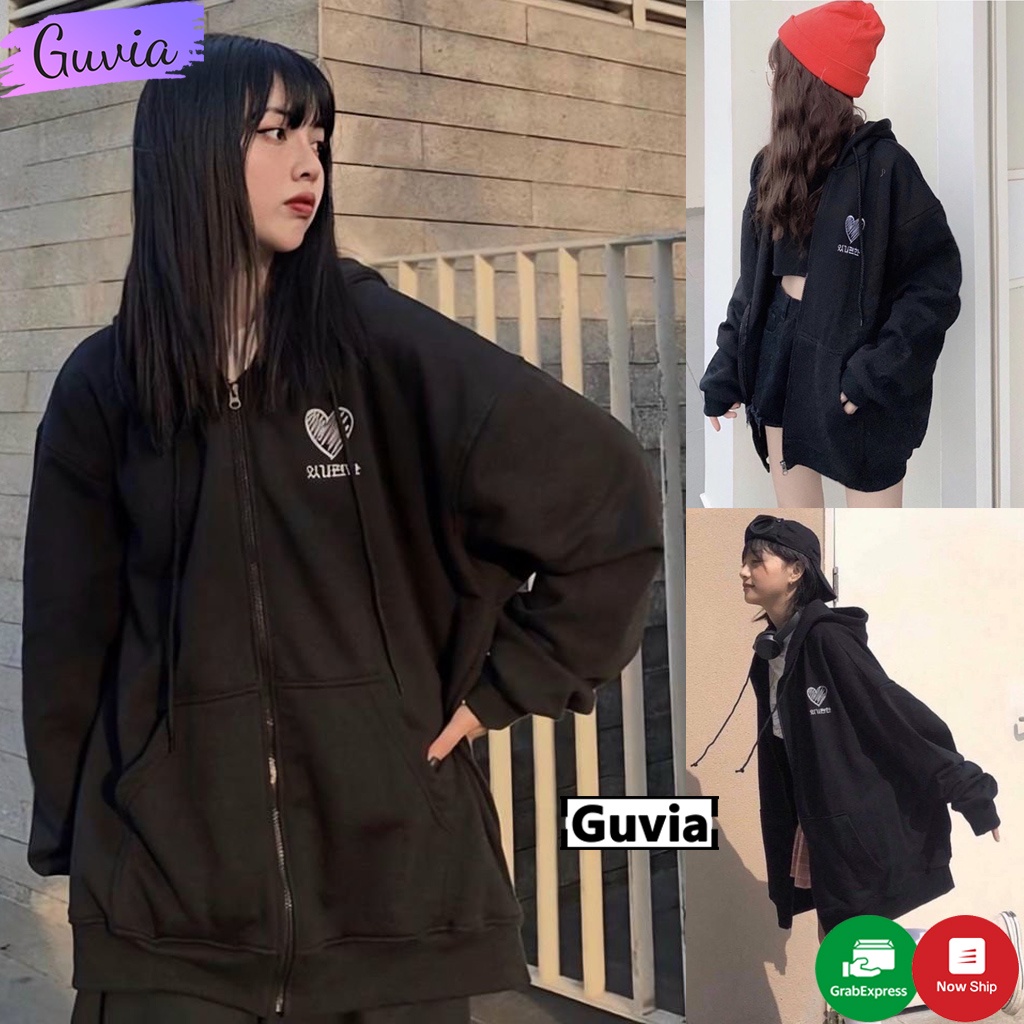 Áo khoác nỉ hoodie THÊU TYM form rộng áo nỉ bông nam nữ Unisex AN3 Guvia