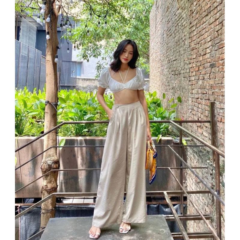 Áo CropTop Tay Phồng Cột Dây