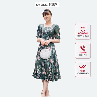 Đầm trung niên lybee dáng xòe lụa vân pháp cao cấp 622