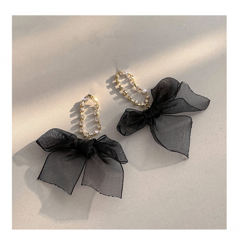 Bông tai nơ đính đá nhân tạo thời trang dành cho nữ