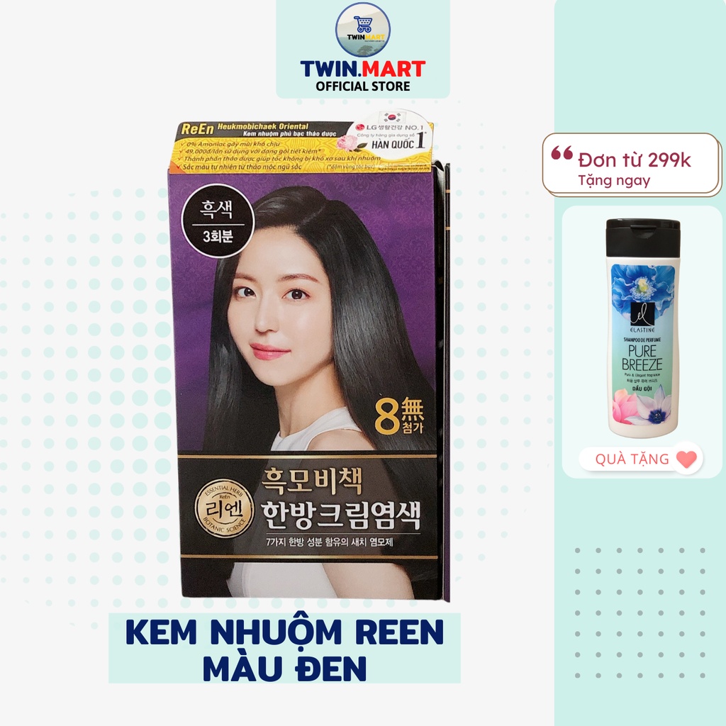 [ĐƠN 299K TẶNG DẦU GỘI 36K] MÀU ĐEN - Kem nhuộm phủ bạc thảo dược Hàn quốc REEN HEUKMOBICHAEK ORIENTAL CREAM