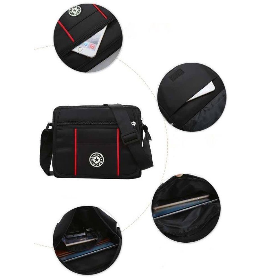 Túi chéo nam 😍FREESHIP😍 giảm 30k nhập mã [TUIVINAM]túi đeo nam sport sọc đỏ | BigBuy360 - bigbuy360.vn