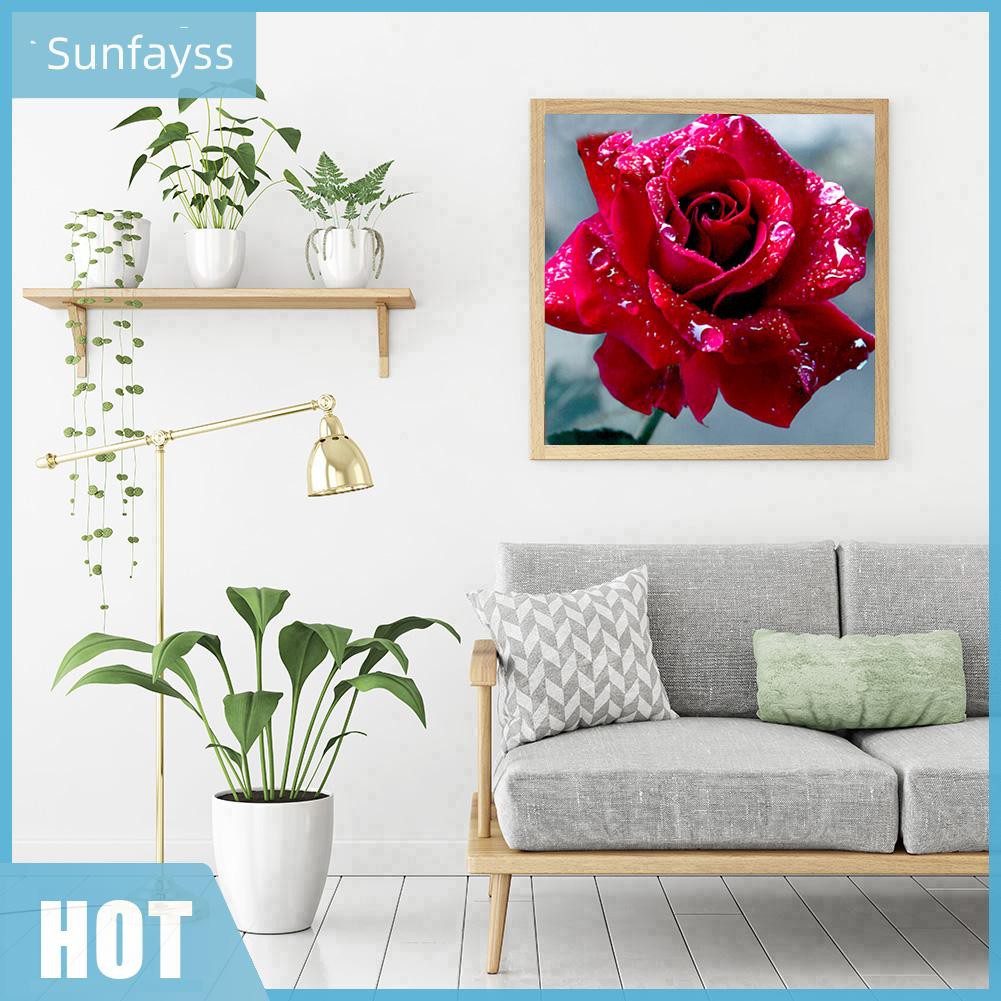 Tranh Thêu Chữ Thập Hình Hoa Hồng Trang Trí Nội Thất