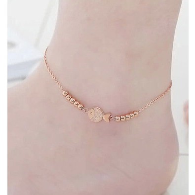 Vòng Tay/Lắc Chân Hạt Tròn Nhỏ Mạ Vàng Hồng 18K Màu Sắc Chống Nước Chống Mồ Hôi Điều Chỉnh Được Cho Nữ