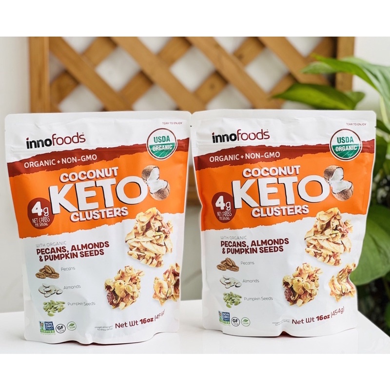 Snack dừa Coconut Keto Clusters Innofoods Canada 454g Snack Hỗn hợp