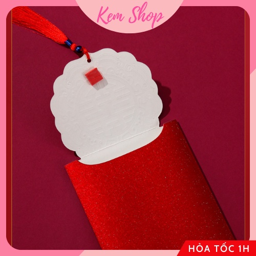 Bao lì xì đỏ kèm tua rua may mắn giấy nhũ cao cấp dùng chúc Tết năm mới, đám cưới ăn hỏi đại lễ - Kem Shop K298