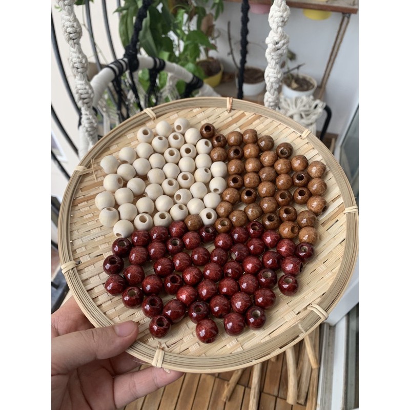 Hạt gỗ làm macrame 10 hạt