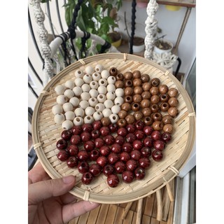 50 Hạt gỗ làm macrame hạt lỗ to