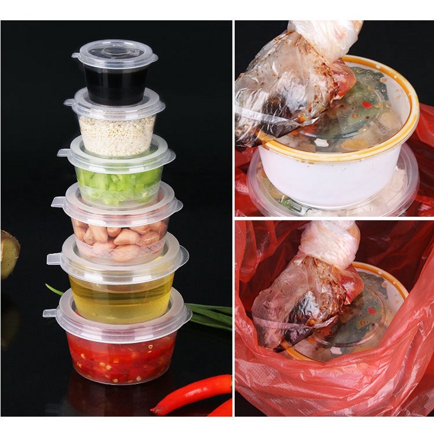 Bộ 10 Hộp Nhựa Trong Suốt Dùng Một Lần Đựng Nước Sốt Có Nắp Đậy Tiện Dụng