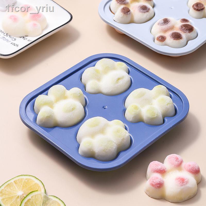 ✒Khay đá silicone cấp thực phẩm làm khuôn móng mèo Hộp tự chế bổ sung hấp bánh sáng tạo tủ lạnh đông viên