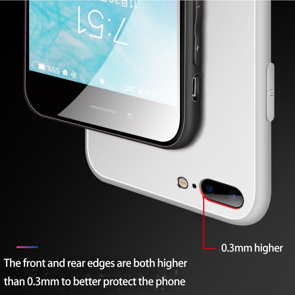 Ốp điện thoại kính cường lực màu trơn thời trang cho iPhone 7 8 Plus X XS MAX 11 Pro Max XR | BigBuy360 - bigbuy360.vn