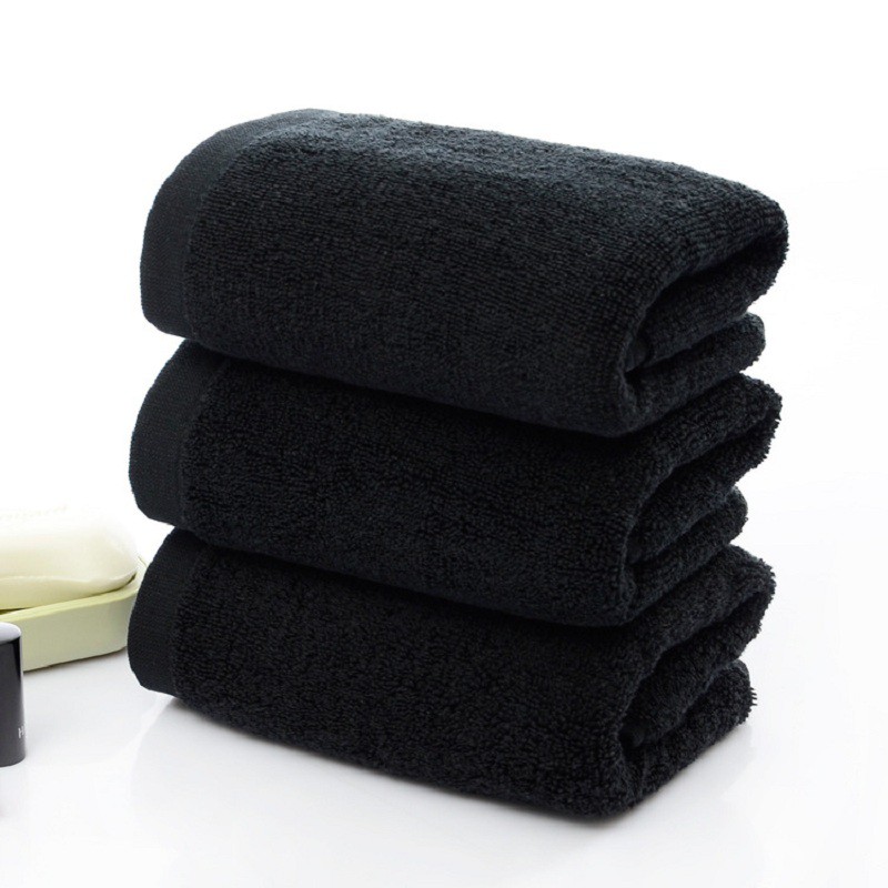 Khăn Lau Mặt Cotton Dày Màu Đen