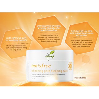 Mặt Nạ Ngủ trắng da se khít lỗ chân lông  Innisfree Whitening Pore Sleeping Pack trắng da se khít lỗ chân lông
