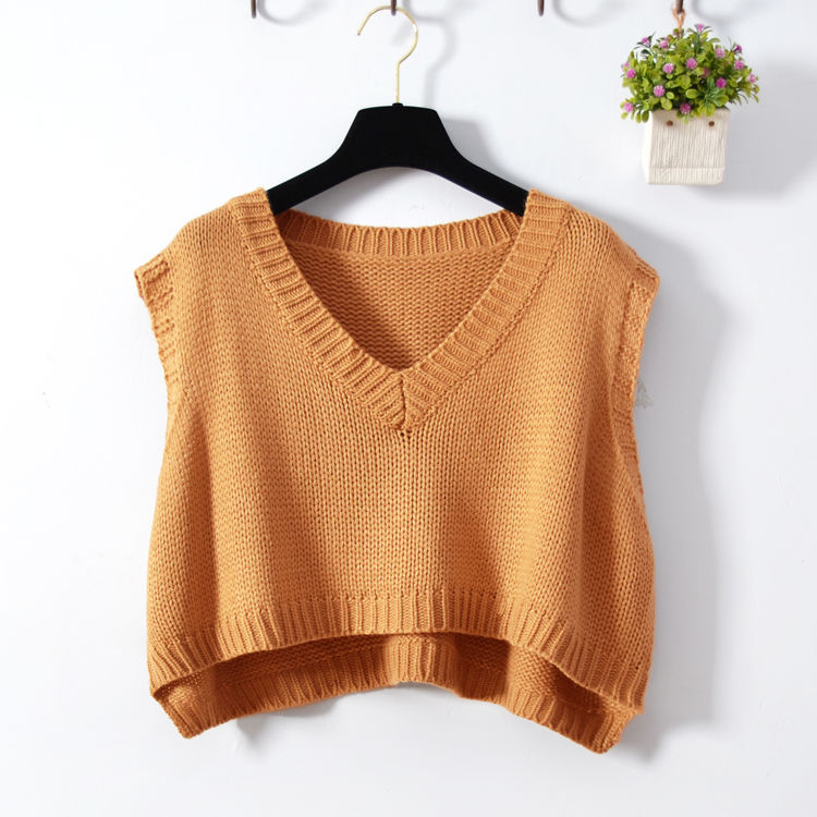 Áo Khoác Len Sát Nách Dáng Rộng Cổ Chữ v Thời Trang Xuân Thu Phong Cách Hàn Quốc Cho Nữ