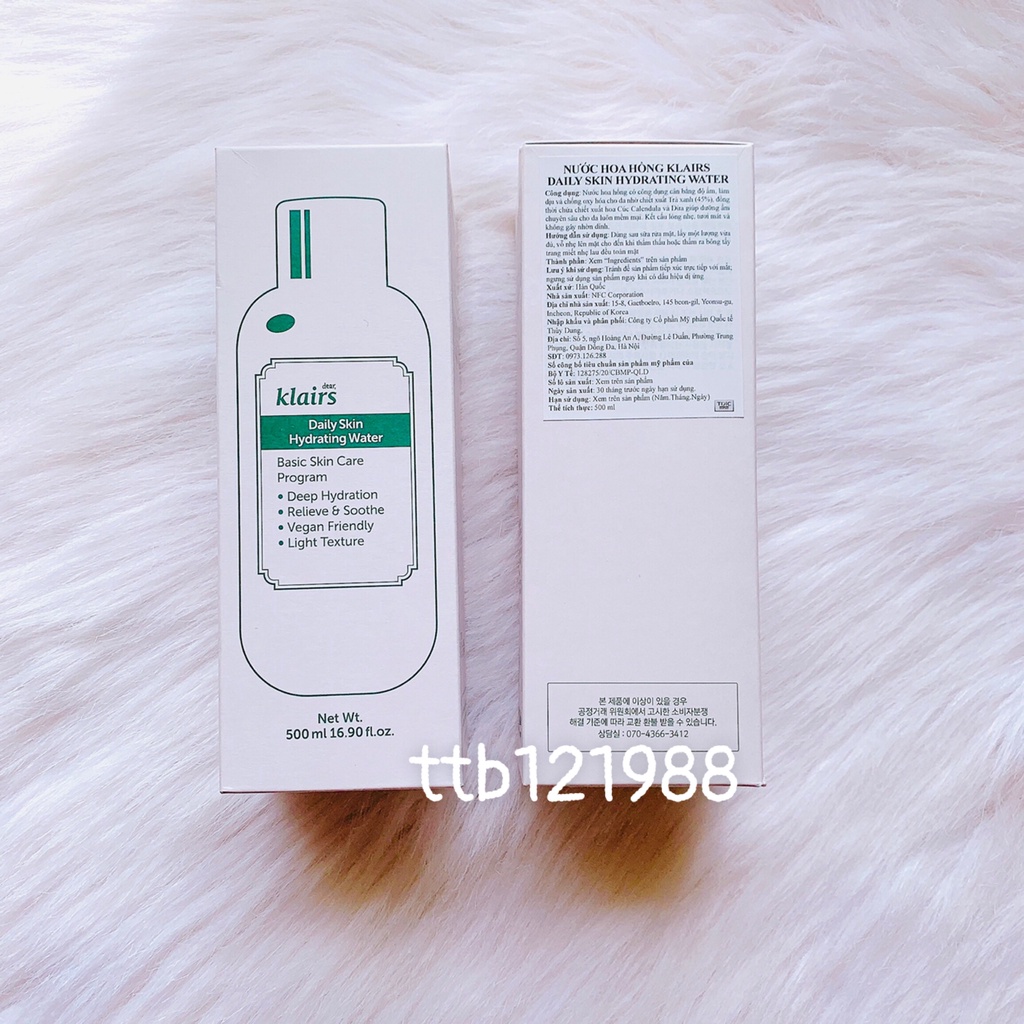 Nước Hoa Hồng Klairs Daily Skin Hydrating Water và Softening Water