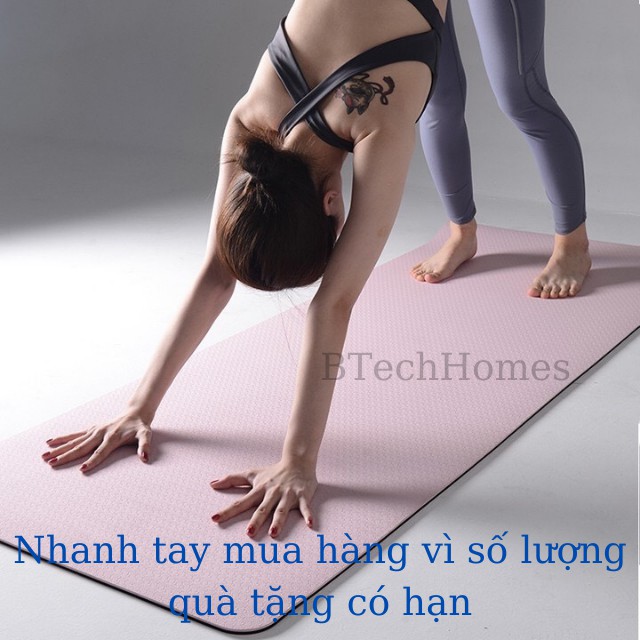 [ Tặng Túi Đựng Thảm ] Thảm Yoga Chống Trượt 2 Lớp Thảm Tập Gym Thể Thao Dày 6mm Chất Liệu TPE Chống Trượt, Không Mùi