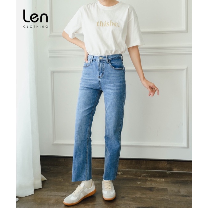 quần jeans ống suôn LEN clothing cắt lai form trơn 7909