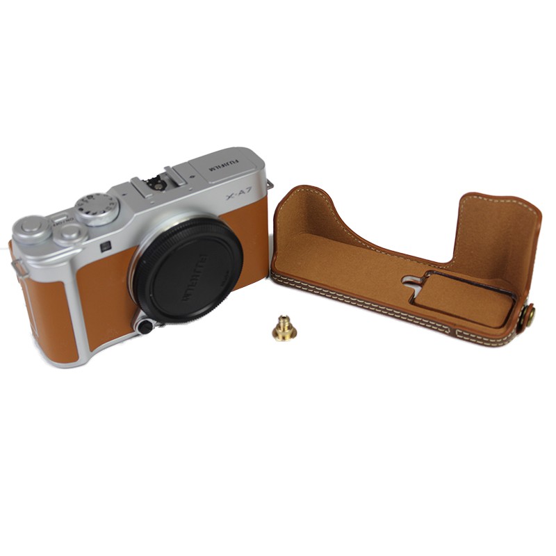 Đế bảo vệ máy ảnh bằng da PU che nửa thân dưới cho FujiFilm X-A7 XA7