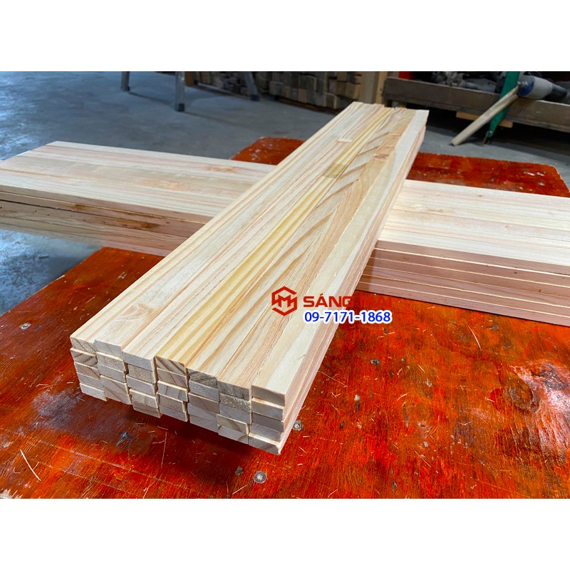 [MS117] Thanh gỗ thông 1cm x 2cm x dài 80cm + láng mịn 4 mặt