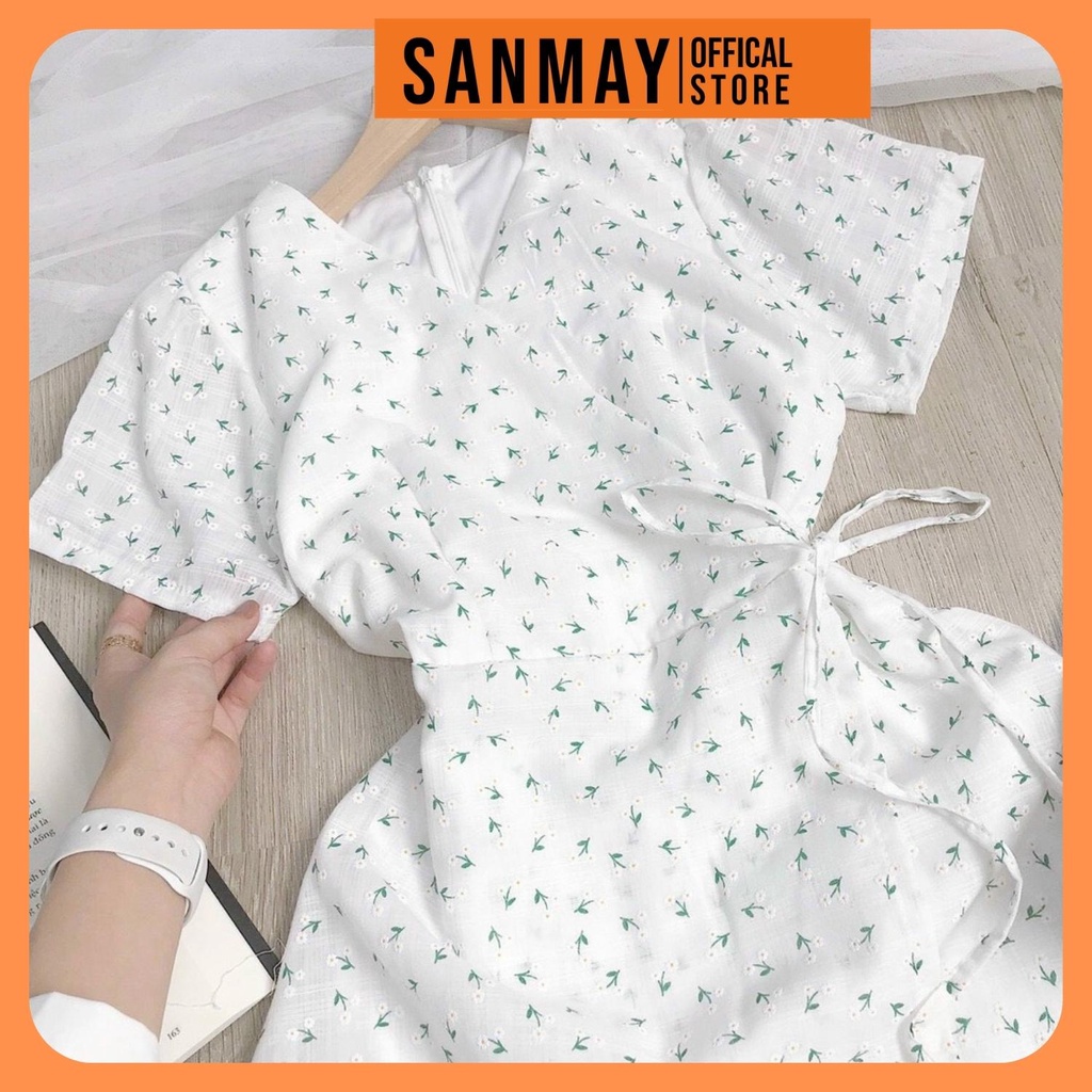 Váy Ngắn Công Sở SANMAY Đầm Hoa Nhí Vintage thiết kế liền nữ Hàn Quốc trẻ trung đi dự tiệc cưới, đi chơi đẹp VD033 | BigBuy360 - bigbuy360.vn