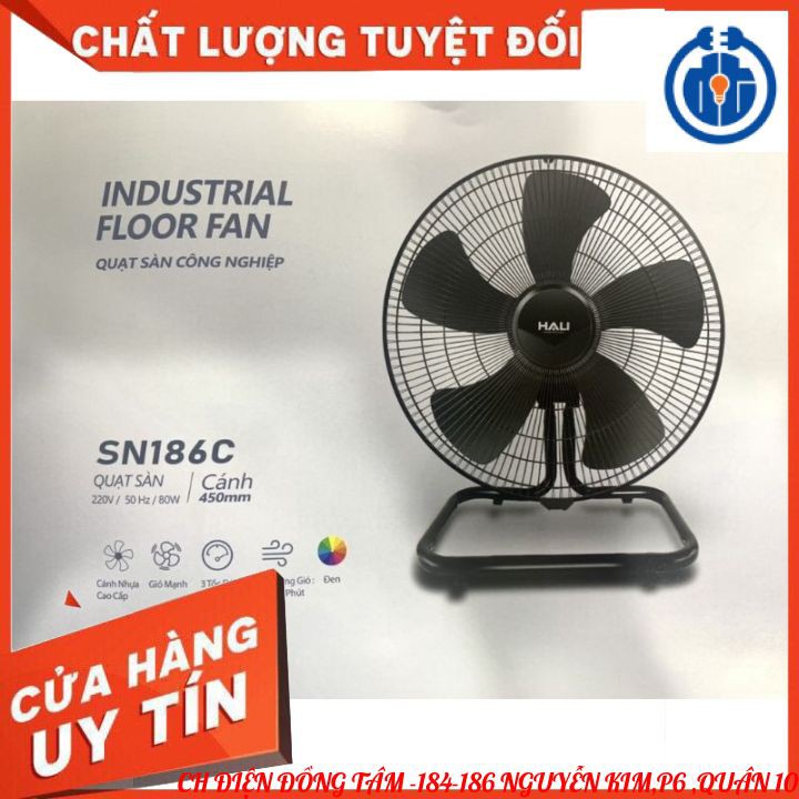 ⚡[HÀNG CHÍNH HÃNG]⚡ QUẠT SÀN CÔNG NGHIỆP HALI SN186C- 80W- CÁNH 450mm - BẢO HÀNH 1 NĂM