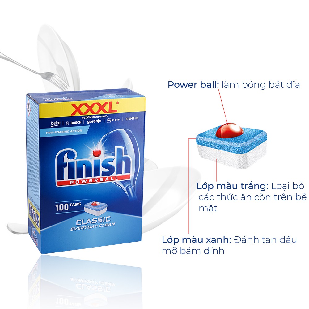 Viên rửa chén bát Finish Classic 100 viên Finish EU