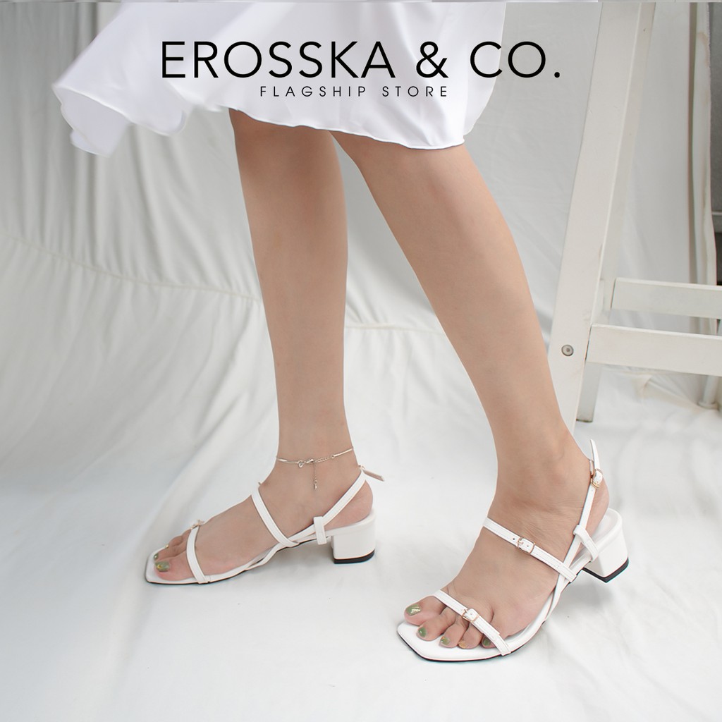 Giày sandal cao gót Erosska kiểu dáng Hàn Quốc cao 5cm màu đen - EB036