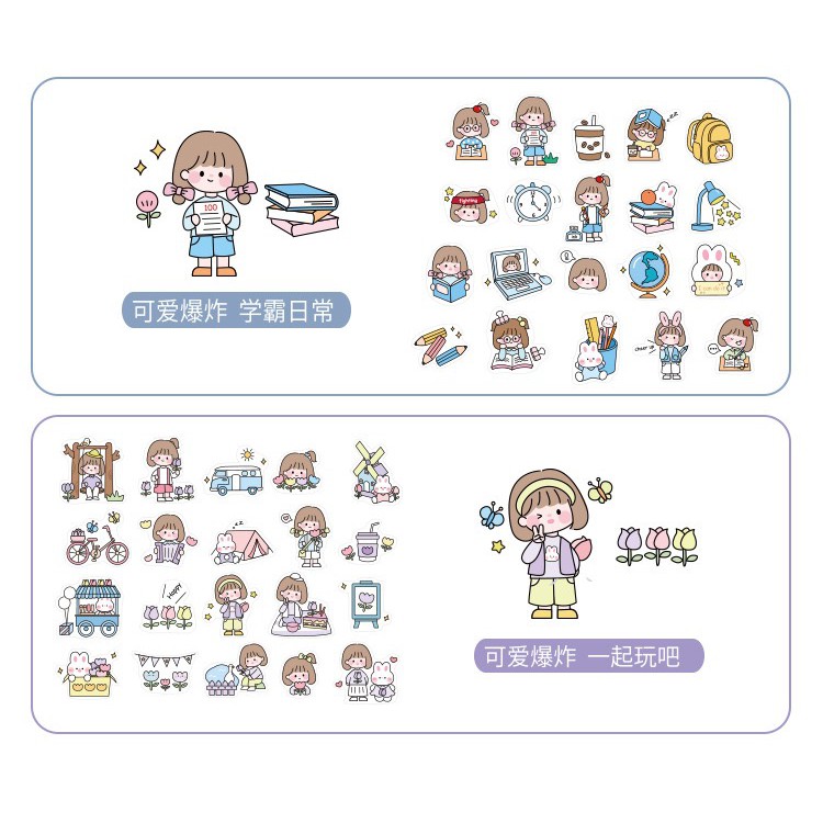 Bộ sticker/ Hình dán Thỏ &amp; Em Bé RosyPosy