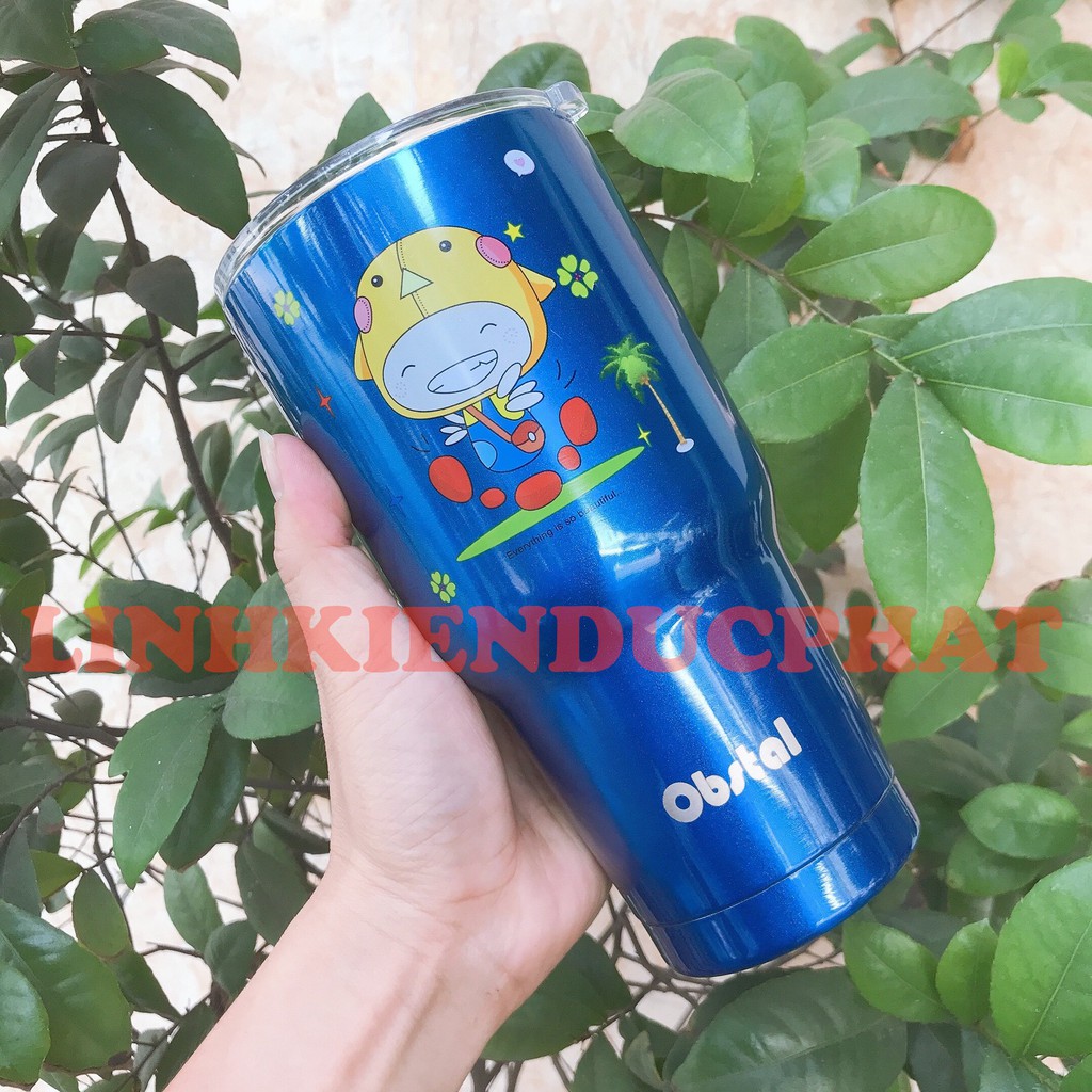 Ly Giữ Nhiệt Obstal 900Ml Bóng Cao Cấp Kèm Túi, 2 Ống Hút, Cây Rửa.