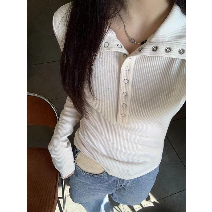 Áo Thun Dệt Kim Mỏng Tay Dài Dáng Ôm Thời Trang Mùa Thu Cho Nữ