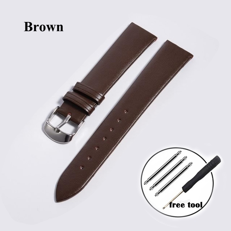 Dây Đeo Đồng Hồ Bằng Da Mềm Siêu Mỏng Nhiều Màu 12/14/16/18/20/22 mm