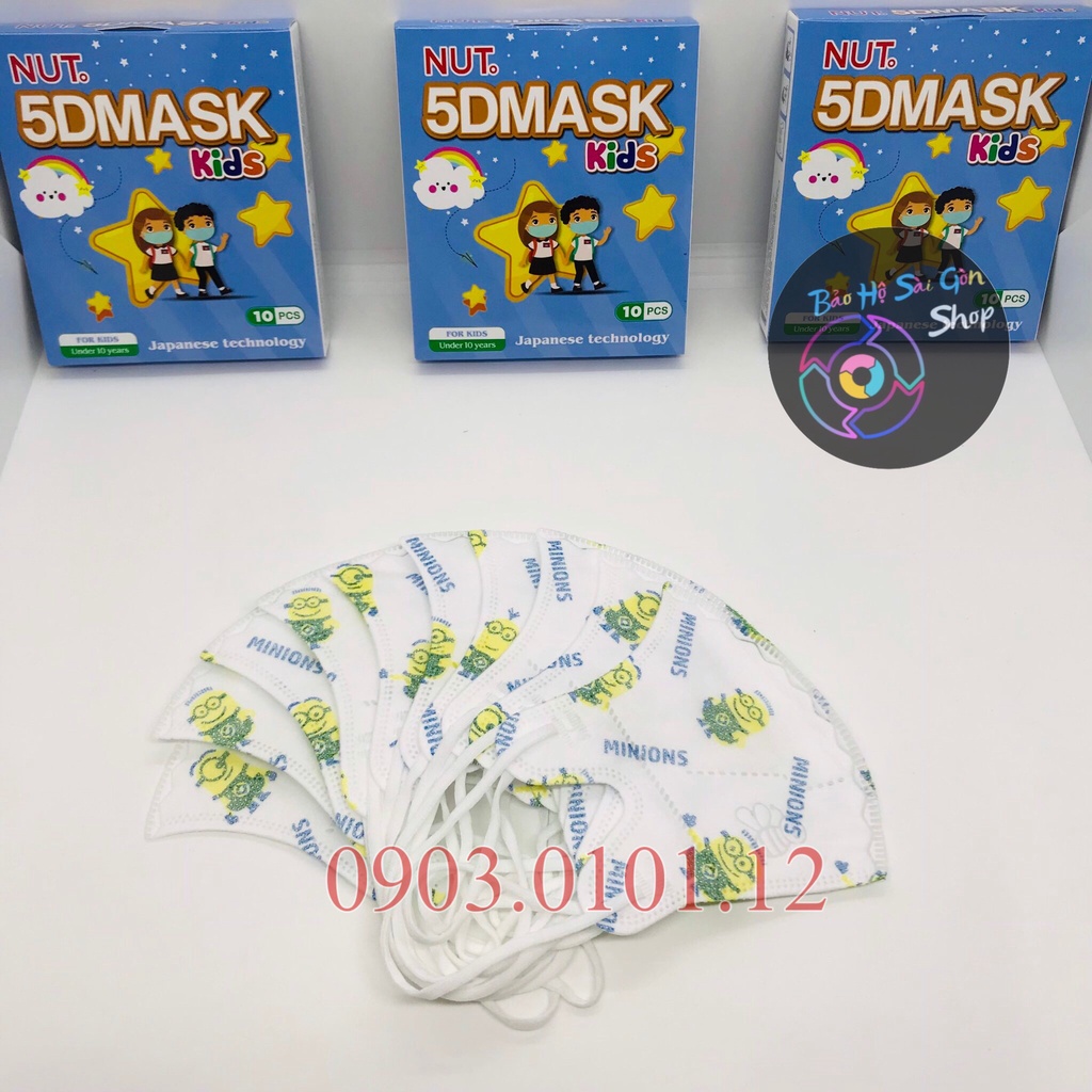Khẩu trang em 5d bé thương hiệu Nut - Phương Tuyến chính hãng, 5d mask cho bé từ 1 - 3 tuổi