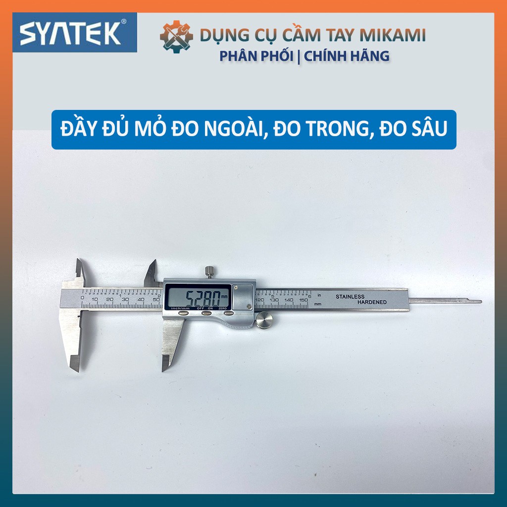 [Mã LIFEHL50K giảm 10% đơn 200K] Thước kẹp điện tử 150mm thép hợp kim không rỉ màn hình LCD Syntek