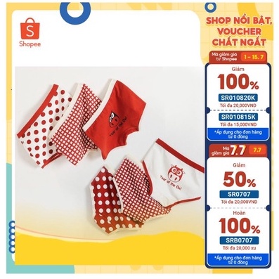Chip đùi đỏ dễ thương cho bé gái sét 3 chiếc quần lót trẻ em siêu xinh