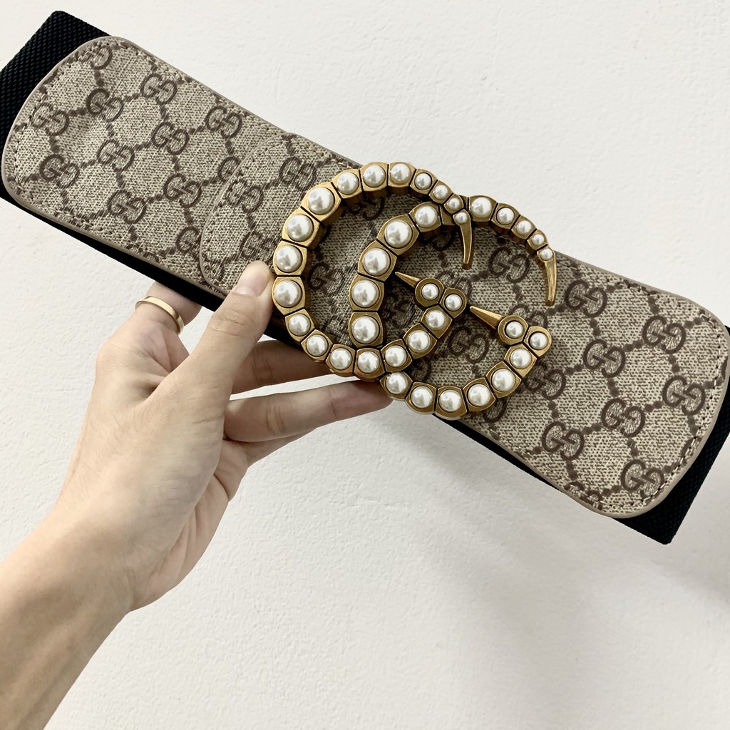 Đai váy nịt đầm G họa tiết đính ngọc 7.5cm