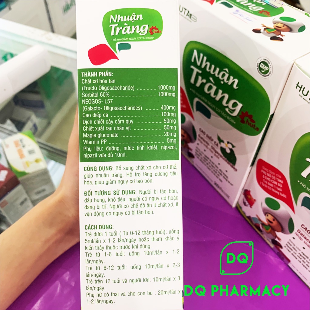 Nhuận tràng Huta, bổ sung chất xơ cho người táo bón, đầy bụng, khó tiêu hộp 20 ống 10ml