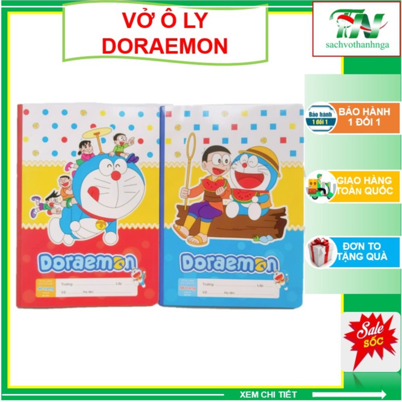 Vở ô ly (4 ly) cao cấp Doraemon 48-80 trang