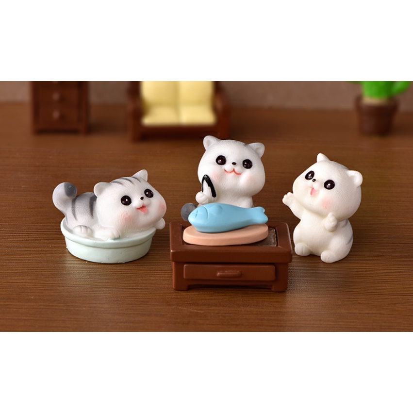 Mô Hình Trang Trí Ô Tô Bàn Làm Việc Phòng Khách - Phụ Kiện Trang Trí Taplo Xe Hơi Bộ Chú Mèo Cực Yêu