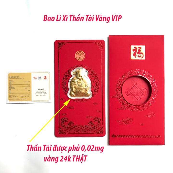 [Giá Rẻ] Bao Lì Xì Thần Tài Vip Vàng 24K - Quà Tặng Ý Nghĩa Ngày Đầu Xuân Canh Tý 2020 - TMT Collection TMT-COLLECTION