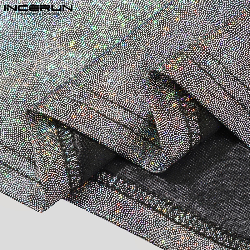 Áo lửng INCERUN sát nách phối kim sa lấp lánh cho nam