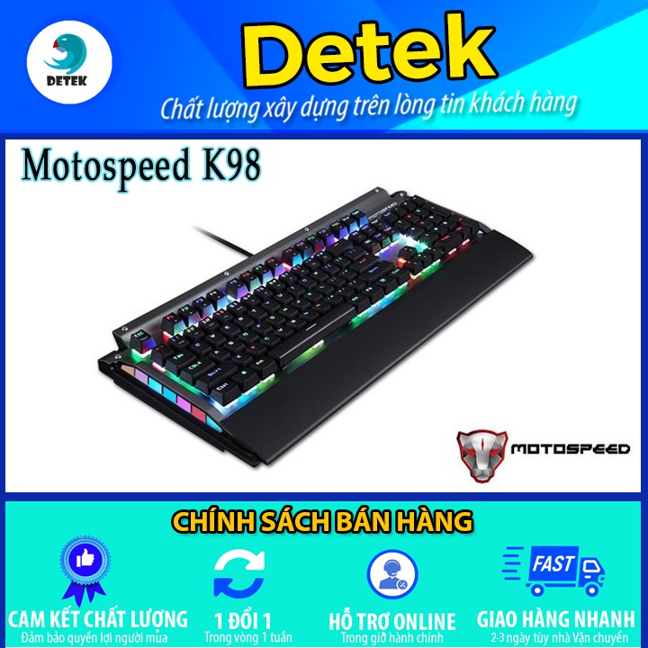 [Mã 159ELSALE hoàn 7% đơn 300K] ⌨ Bàn phím cơ game thủ Motospeed K98 Gaming Keyboard chống nước LED