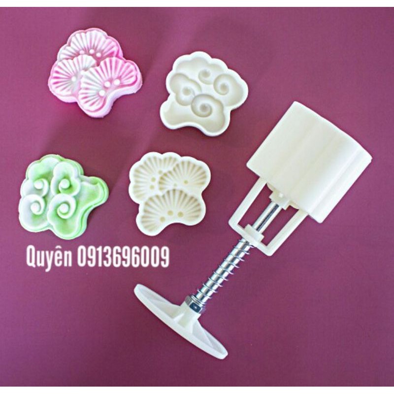 Khuôn trung thu lò xo MÂY 2 mặt 1 nhấn 50g