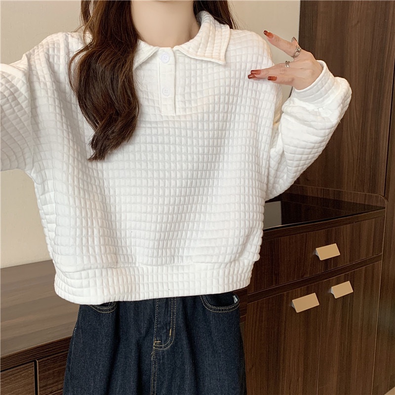 Áo Len Tay Dài Cổ Polo Dáng Ngắn Thời Trang Mùa Thu Mới Cho Nữ