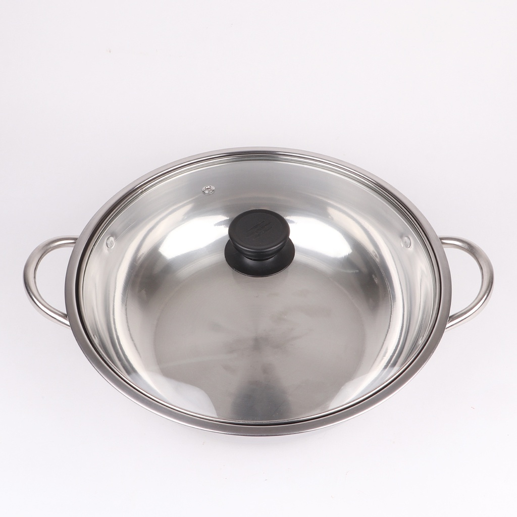 NỒI LẨU INOX NẮP KÍNH SIZE 26CM DÙNG ĐƯỢC CHO BẾP TỪ-NỒI LẨU