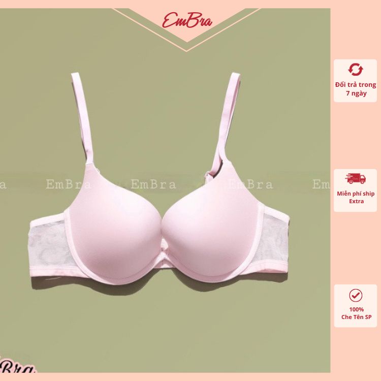 Áo lót nữ có gọng quả chéo lưng lỗ thông thoáng chống ngứa hoạ tiết trơn mã EBALCG14