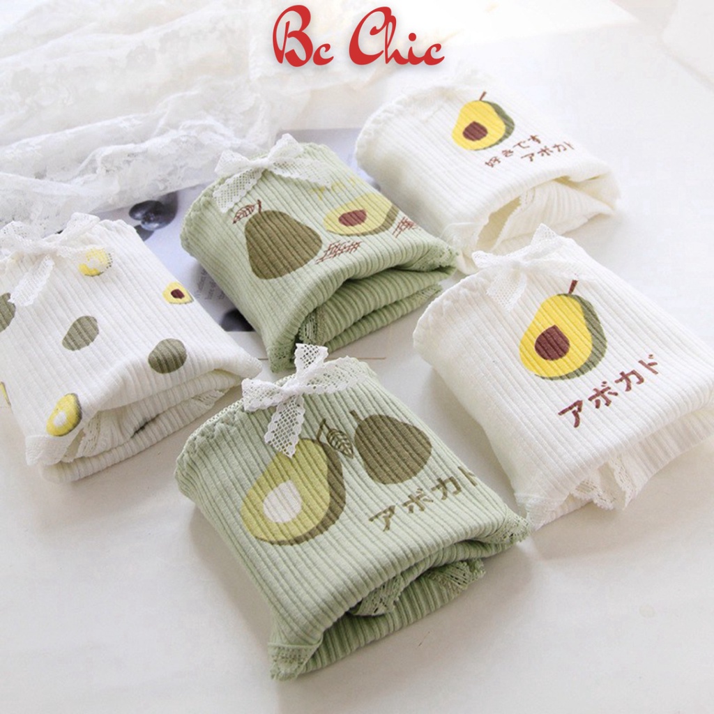 Quần lót nữ gân tăm trái bơ thoáng khí mềm mại lên dáng sexy SET Bơ Matcha Q127 BC_CHIC LINGERIE