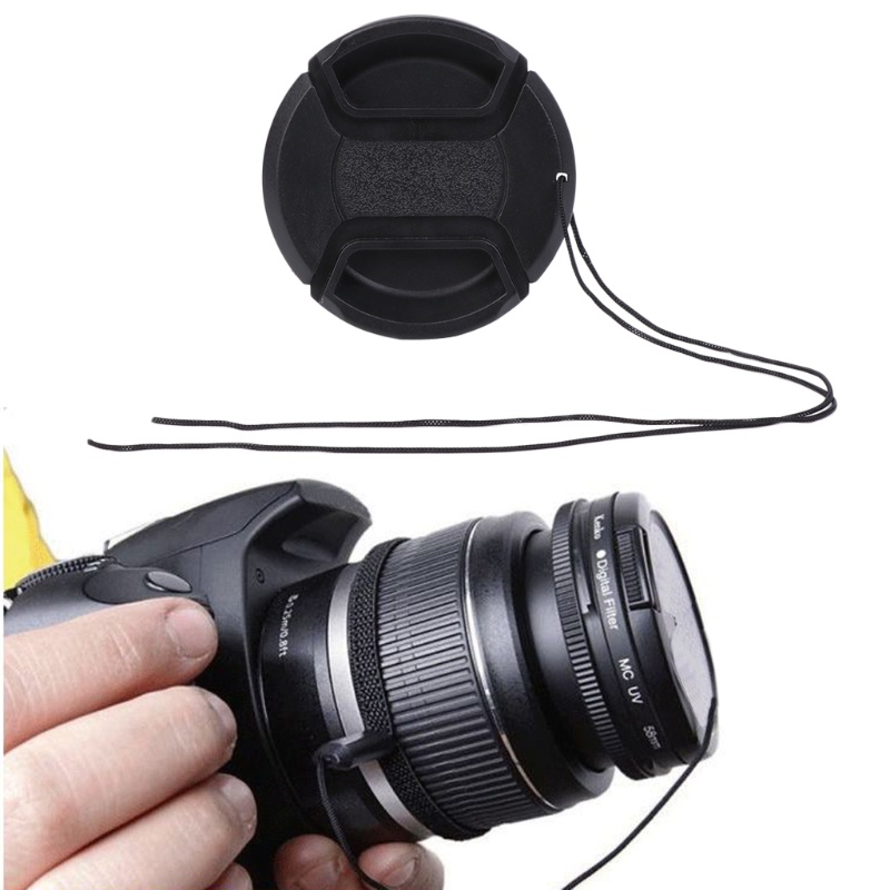 Nắp Đậy Ống Kính Máy Ảnh DSLR 55mm Kèm Dây Đeo