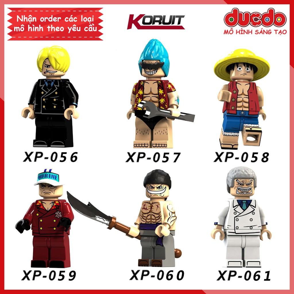 Minifigures Đảo hải tặc Sanji, Frank, Luffy, Sakazuki, Edward, D.Garp - Đồ chơi Lắp ghép Mini One Piece Koiruit KT1008