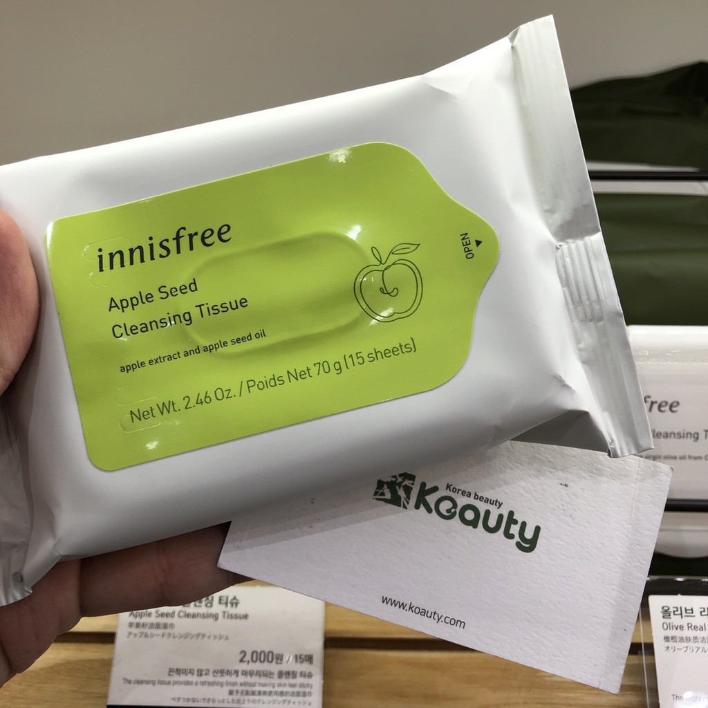 Khăn ướt tẩy trang Innisfree Apple Seed Cleansing Tissue 15 miếng | BigBuy360 - bigbuy360.vn