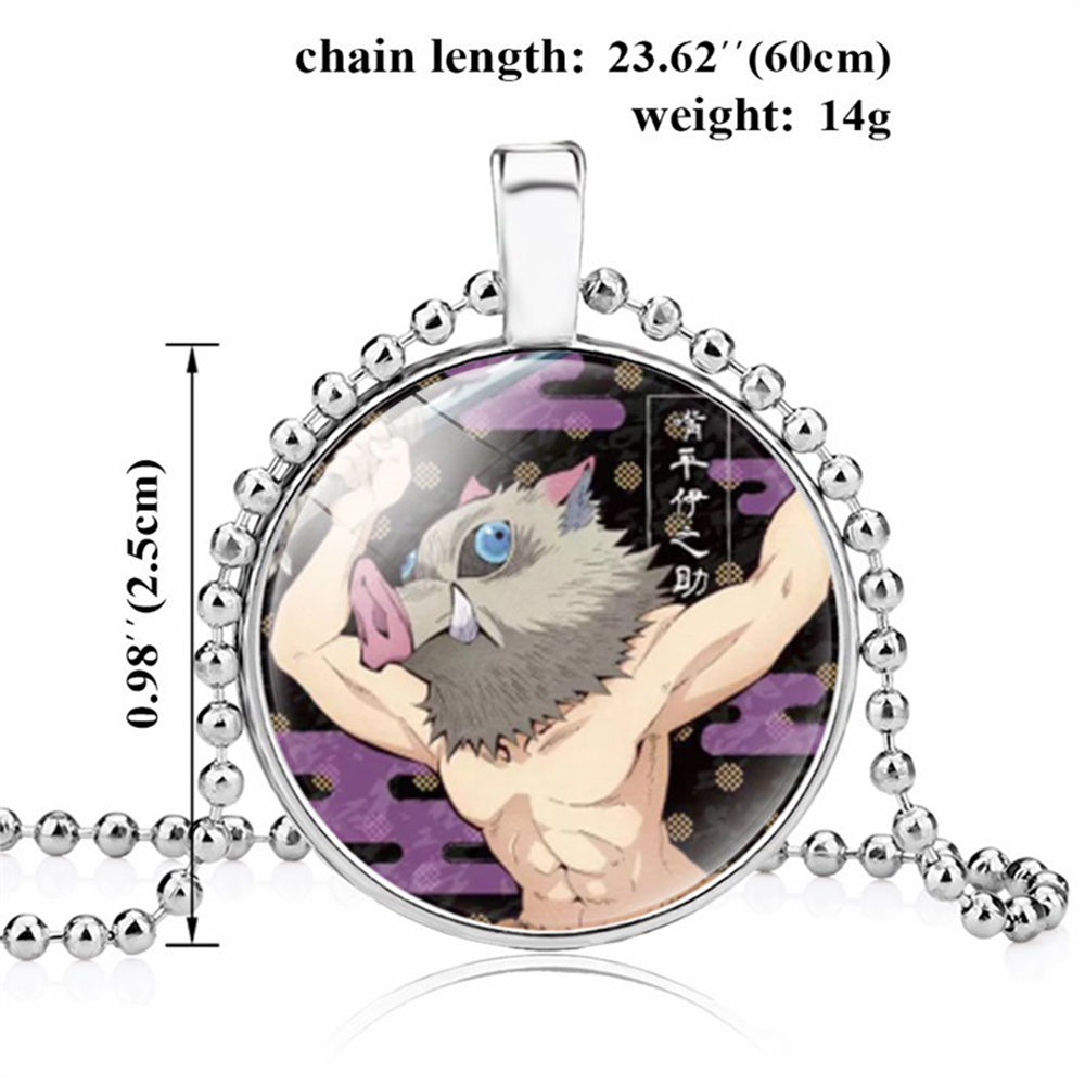 FORBETTER Cute Anime Demon Slayer Necklace Trendy Jewelry Gifts Pendant Necklace Kamado Tanjirou Kimetsu no Yaiba Chain Choker Time|Glass|Unisex Cosplay Necklace